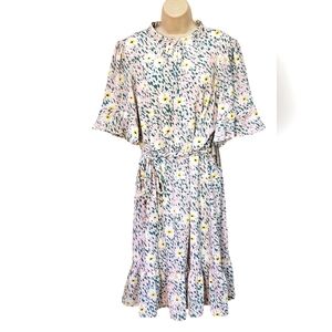 Luxology Femme Fatale Green Multi-Color Floral Print Midi Dress,Large,NWT